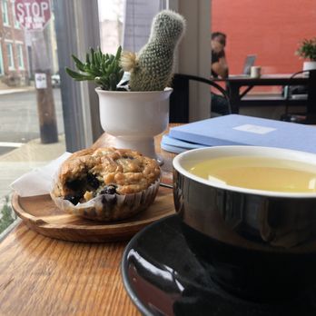 Commonplace Coffee - Blueberry muffin and gen machia green tea - Coffee Roasteries Near Me - Pittsburgh, Pennsylvania