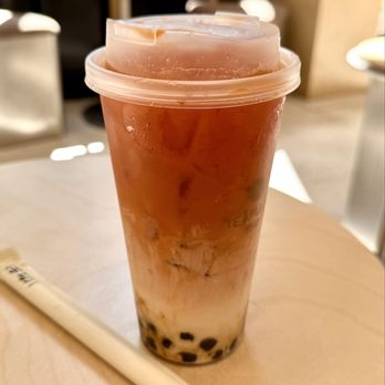 Tea Pulse - Cheese Thai Boba (Thai black tea, fresh milk, cream cheese, brown sugar boba) - Bubble Tea Near Me - New York, New York