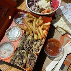 Shelby’s Shawarma - Traditional box and regular shawarma bowl