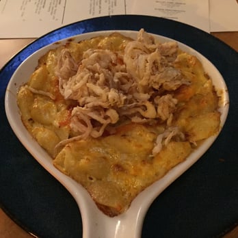 Madison - Mac n cheese with red potato, crab meat and onion strings. - Italian Near Me - San Diego, California Madison - Mac n cheese with red potato, crab meat and onion strings. - Italian Near Me - San Diego, California