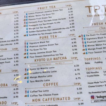 TP Tea - Menu - Bubble Tea Near Me - Millbrae, California
