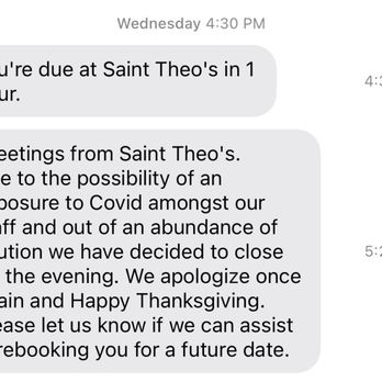 Saint Theo's - We had 5:30pm resi... not ideal but understand safety is always a priority. - Italian Near Me - New York, New York Saint Theo's - We had 5:30pm resi... not ideal but understand safety is always a priority. - Italian Near Me - New York, New York