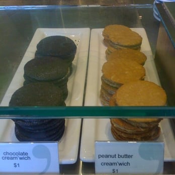 Chocolate and Peanut Butter cream'wiches. Mmm!