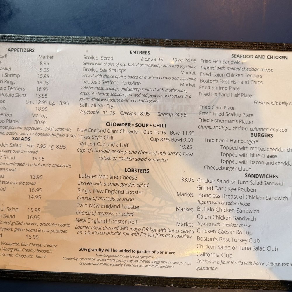Boston Sail Loft - Menu - Bars Near Me - Boston, Massachusetts Boston Sail Loft - Menu - Bars Near Me - Boston, Massachusetts