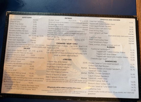 Menu photo 1 Boston Sail Loft Boston, MA Menu photo 1 Boston Sail Loft Boston, MA