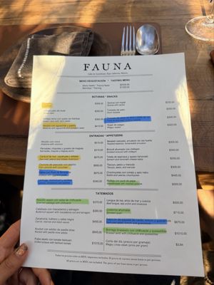 Menu photo 1 Fauna Guadalupe, BCN Menu photo 1 Fauna Guadalupe, BCN