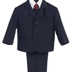 Molly's Hanger - Navy Pin Striped Suit Burgundy Tie - 3720