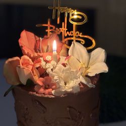 Claudia's Heavenly Flans and Cakes - Birthday cake - white cake with raspberry layers and chocolate buttercream!