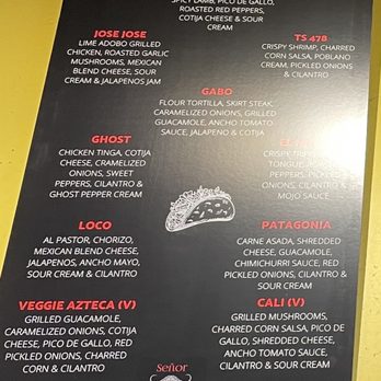 Señor Ramon Taqueria - Menu board on wall above ordering counter - no prices though - zoom in for details - Tex-Mex Near Me - Sterling, Virginia