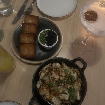 Lingo - Crispy potato Mille-feuille (left), grilled cabbage (right) - New American Near Me - Brooklyn, New York