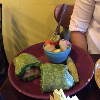 Blackbird Café - California Wrap with a side of fruit from lunch menu - Cafes Near Me - Long Beach, California Blackbird Café - California Wrap with a side of fruit from lunch menu - Cafes Near Me - Long Beach, California