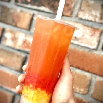Crave Cafe - Grapefruit Green Tea with Lychee Jelly, Pineapple Jelly and Strawberry Popping Boba! - Cafes Near Me - Westfield, Massachusetts Crave Cafe - Grapefruit Green Tea with Lychee Jelly, Pineapple Jelly and Strawberry Popping Boba! - Cafes Near Me - Westfield, Massachusetts
