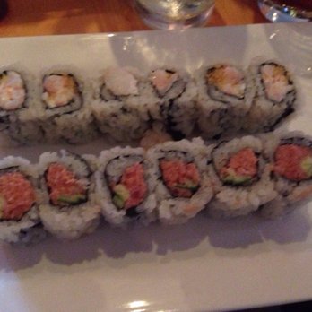 Perry's Restaurant - Spicy tuna on bottom and crunchy shrimp on top -- both happy hour rolls! - Sushi Bars Near Me - Washington, DC, District of Columbia Perry's Restaurant - Spicy tuna on bottom and crunchy shrimp on top -- both happy hour rolls! - Sushi Bars Near Me - Washington, DC, District of Columbia