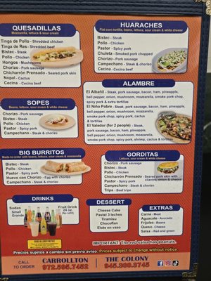 Menu photo 2 El Rumbero Taqueria Carrollton, TX