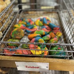 Stew Leonard's - I always love seeing the rainbow bagels.