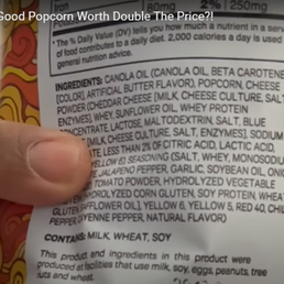 Massive ingredients for popcorn