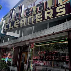 Ideal Cleaners - Love the neon sign at Ideal- such a classic element and great way to advertise the business.