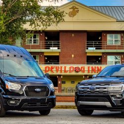 Modern Shuttle Transportation - Mid sized SUV for 1-5 passengers and Large executive sprinter for up to 14 passengers with luggage.