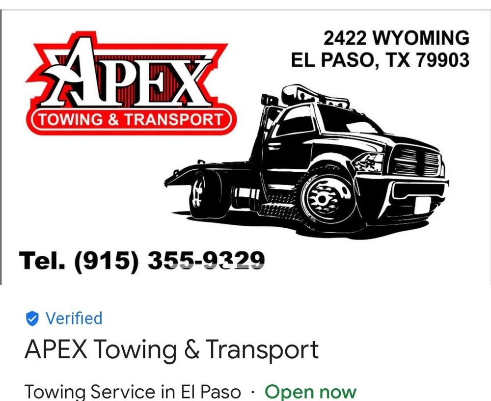 APEX TOWING & TRANSPORT Towing 2422 Wyoming Ave, El Paso, TX
