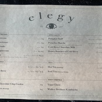 Elegy Coffee - Menu - Coffee & Tea Near Me - Nashville, Tennessee