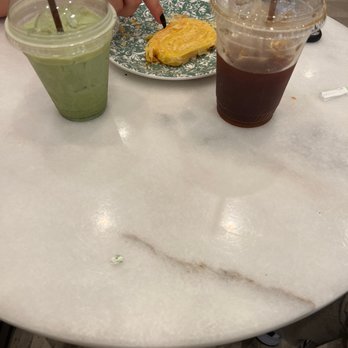 Rodilla - Iced Matcha Latte, Iced decaf "American Coffee" they call it here. And a Sugar Puff Pastry. - Breakfast & Brunch Near Me - Miami, Florida