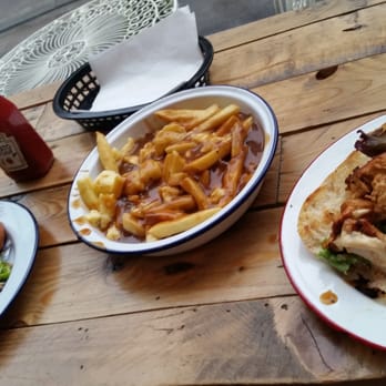 Bread Meats Bread - Pulled pork on the left, tasty poutine in the middle and The Redhead on the Right! Heaven! - Burgers Near Me - Glasgow, GLG