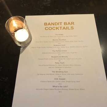 Pizza Thief - Bandit Bar cocktail menu. - Pizza Near Me - Portland, Oregon Pizza Thief - Bandit Bar cocktail menu. - Pizza Near Me - Portland, Oregon