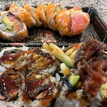 Sushi Farm - Eel roll in front, New York Roll in back - Sushi Bars Near Me - Ellicott City, Maryland Sushi Farm - Eel roll in front, New York Roll in back - Sushi Bars Near Me - Ellicott City, Maryland