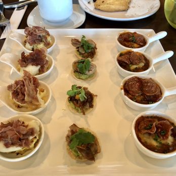 MW Restaurant - Afternoon tea - 3 of 7 savory bites. Ham & cheese sauce French toast, roast duck & guac tostada, pork & beans. - New American Near Me - Honolulu, Hawaii MW Restaurant - Afternoon tea - 3 of 7 savory bites. Ham & cheese sauce French toast, roast duck & guac tostada, pork & beans. - New American Near Me - Honolulu, Hawaii
