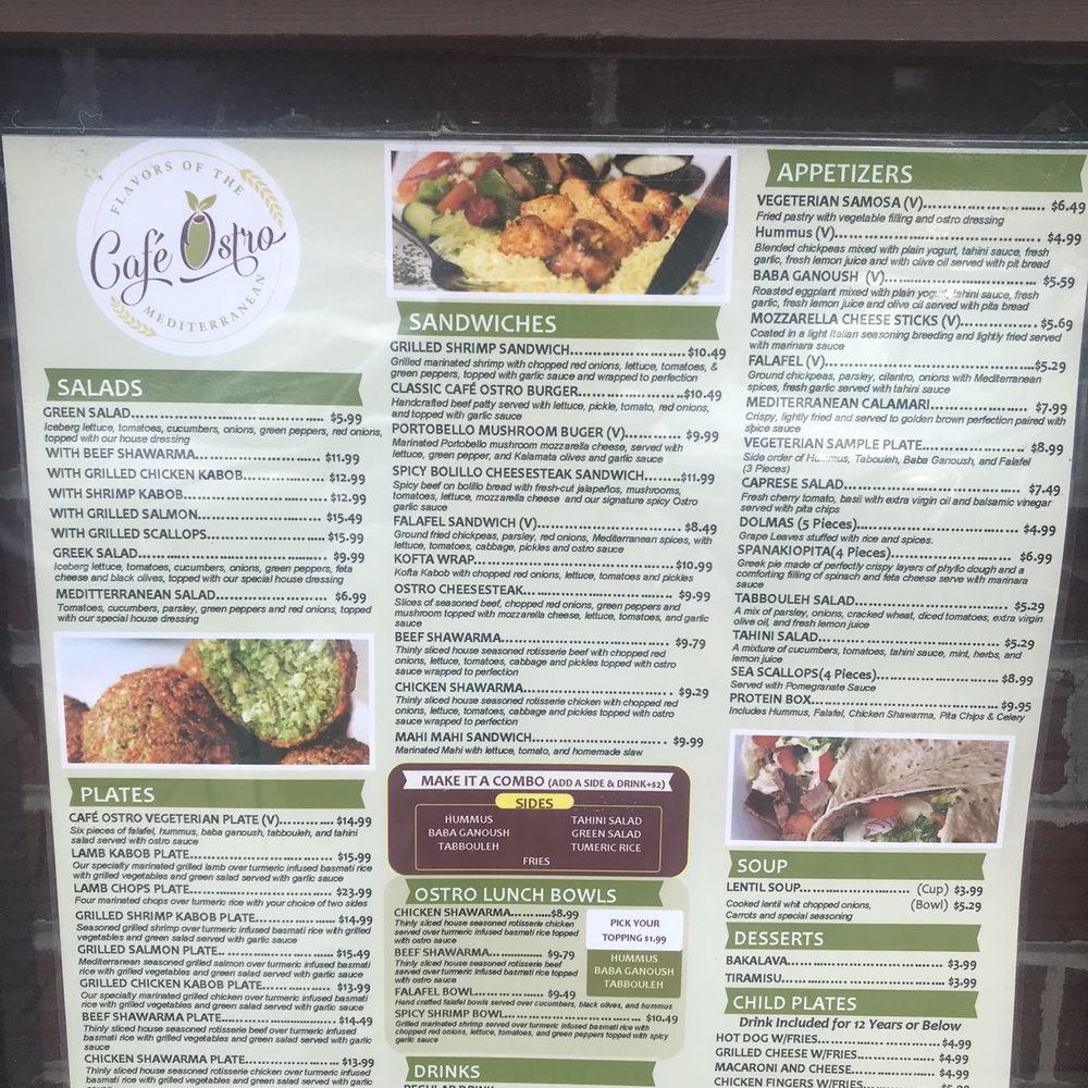 Cafe Ostro - Outside menu - Mediterranean Near Me - Dalton, Georgia