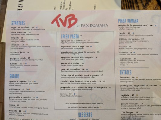Menu photo 5 TVB by: Pax Romana White Plains, NY Menu photo 5 TVB by: Pax Romana White Plains, NY