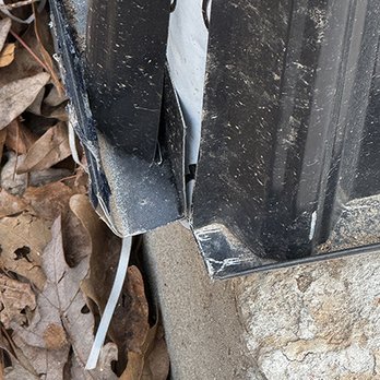 Artful Construction Services - They left the corners of the metal siding edges unsafely cut. These could easily slice someone ankle when they walk by it. - Decks & Railing Near Me Artful Construction Services - They left the corners of the metal siding edges unsafely cut. These could easily slice someone ankle when they walk by it. - Decks & Railing Near Me