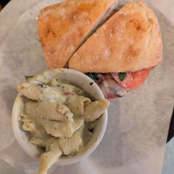 Ferrareses Deli - Chicken & pancetta sandwich with creamy pesto pasta - Delis Near Me - Oakdale, California Ferrareses Deli - Chicken & pancetta sandwich with creamy pesto pasta - Delis Near Me - Oakdale, California
