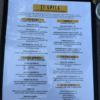 Zi Spice - Food Menu - Coffee & Tea Near Me - Ashland, Oregon Zi Spice - Food Menu - Coffee & Tea Near Me - Ashland, Oregon