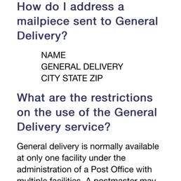 General delivery DOES NOT need a street address. Misinformed employees General delivery DOES NOT need a street address. Misinformed employees
