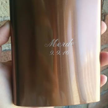 Chicago Award Source - For my husband's birthday - French word on his flask - Engraving Near Me - Chicago, Illinois
