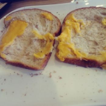 Panera Bread - I microwaved it to melt the cheese No butter was used to grill. They sandwich cheese in between 2 slices of bread and brown one side. - Salad Near Me - Pittsburg, California Panera Bread - I microwaved it to melt the cheese No butter was used to grill. They sandwich cheese in between 2 slices of bread and brown one side. - Salad Near Me - Pittsburg, California