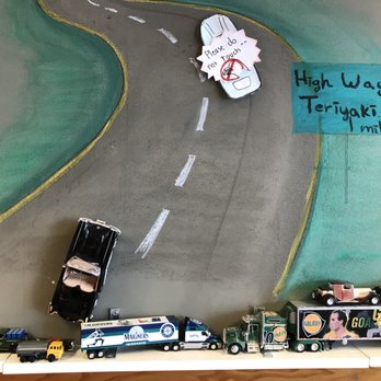 Highway Teriyaki - a model of a car and a truck on a shelf - Japanese Near Me - Lynnwood, Washington Highway Teriyaki - a model of a car and a truck on a shelf - Japanese Near Me - Lynnwood, Washington