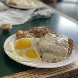 Country fried steak w/ hash browns