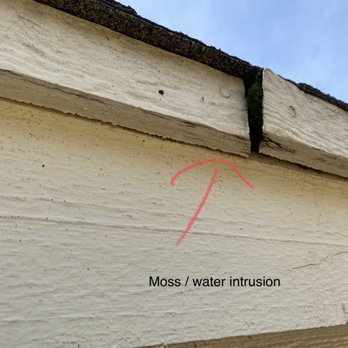 Uphill Home Inspections - Rain gutters help with keeping the house trim from water damage and moss growth. - Home Inspectors Near Me Uphill Home Inspections - Rain gutters help with keeping the house trim from water damage and moss growth. - Home Inspectors Near Me
