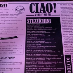 Ciao Vino e Birra - Cardápio