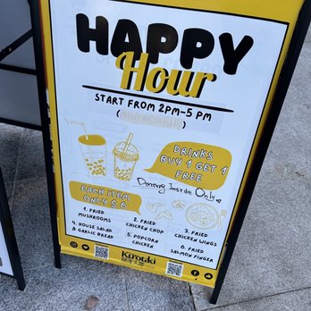 Kurotaki Bubble Tea House - a happy hour sign - Bubble Tea Near Me - Vancouver, British Columbia Kurotaki Bubble Tea House - a happy hour sign - Bubble Tea Near Me - Vancouver, British Columbia