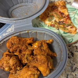 Pizza Hut - 9.99 pie, and Cajun wings. Hot marinara rocks. Hubby got last night, I will eat for dindin at work today.