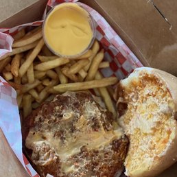 Inside of Cheesy Chicken Sandwich