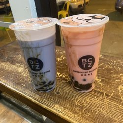 Bubblecup Tea Zone - Tarp milk tea with boba and strawberry milk tea with boba