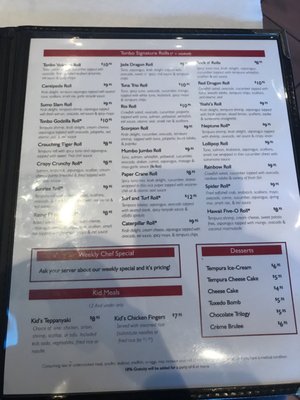 Menu photo 1 Tonbo Port Richey, FL