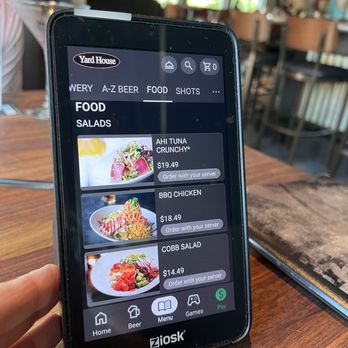 Yard House - Can view pics of all foods and drinks and pay too. Can even split check - New American Near Me - The Woodlands, Texas