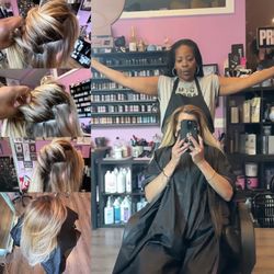 Dina Divine - Three rows of custom colored hair extensions.