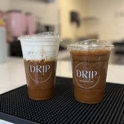 Drip Vietnamese Cafe - Left: Vanilla foam ($7.25) Right: Original cafe sua da ($6.75)