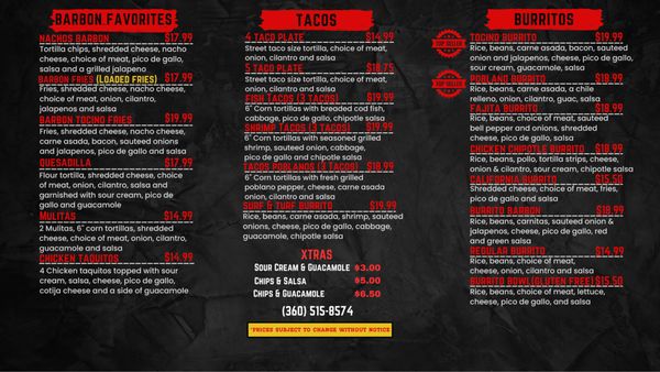 Menu photo 1 Tacos El Barbon Bainbridge Island, WA Menu photo 1 Tacos El Barbon Bainbridge Island, WA